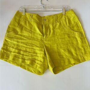 INC International Concepts Bright Yellow 100% Linen Blend Shorts
